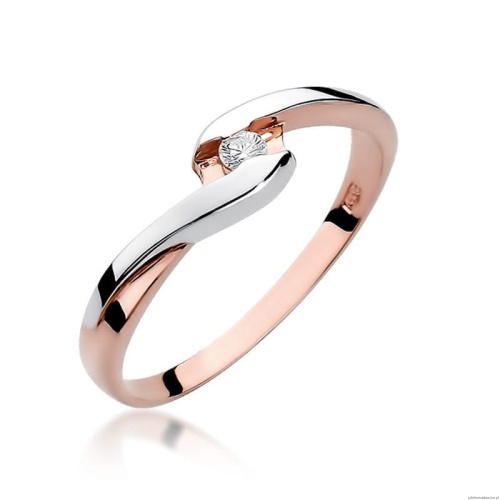 Pierścionek W158 Diament 0,05ct różowe złoto