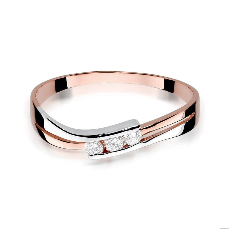 Pierścionek W159 z diamentami różowe złoto