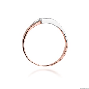 Pierścionek W159 z diamentami różowe złoto