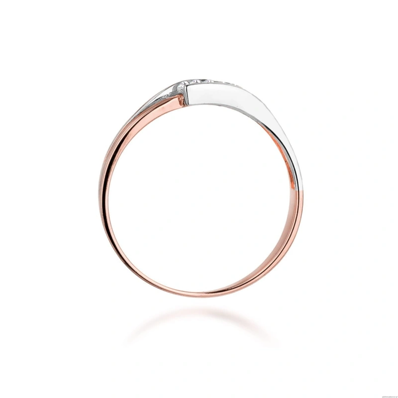 Pierścionek W159 z diamentami różowe złoto