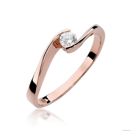 Pierścionek W160 Diament 0,13ct różowe złoto