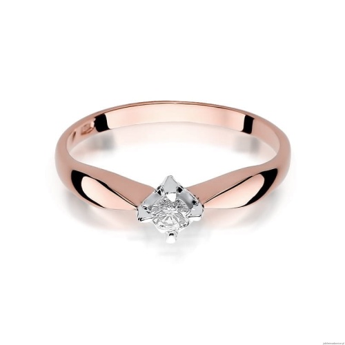 Pierścionek W171 Diament 0,12ct różowe złoto