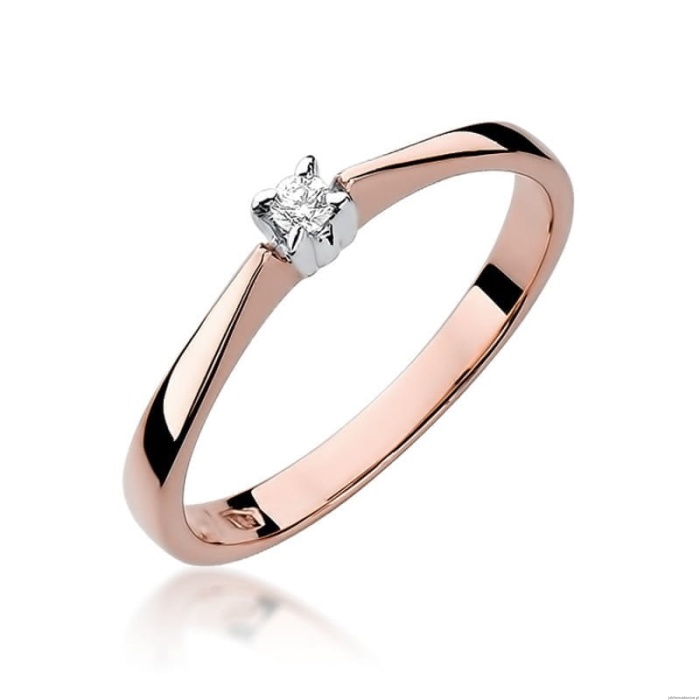 Pierścionek W175 Diament 0,03ct różowe złoto