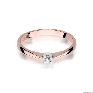 Pierścionek W175 Diament 0,03ct różowe złoto