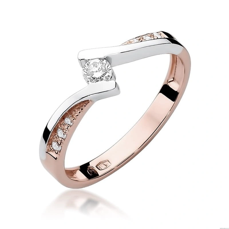 Pierścionek W177 Diament 0,13ct różowe złoto