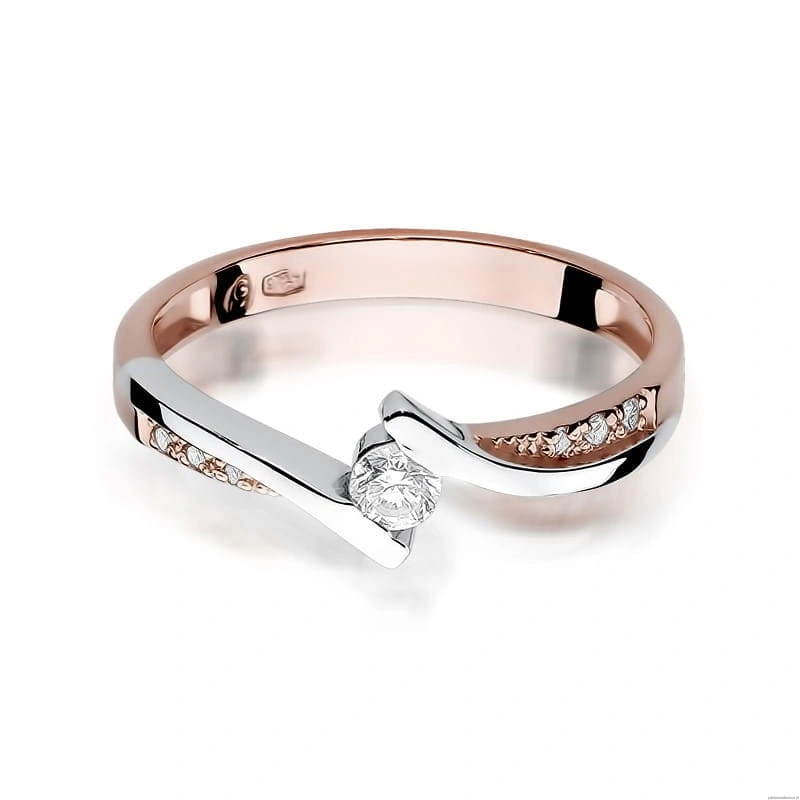 Pierścionek W177 Diament 0,13ct różowe złoto