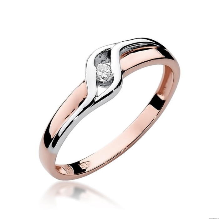 Pierścionek W178 Diament 0,04ct różowe złoto