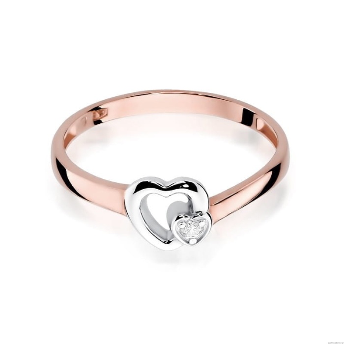 Pierścionek W188 Diament 0,02ct różowe złoto