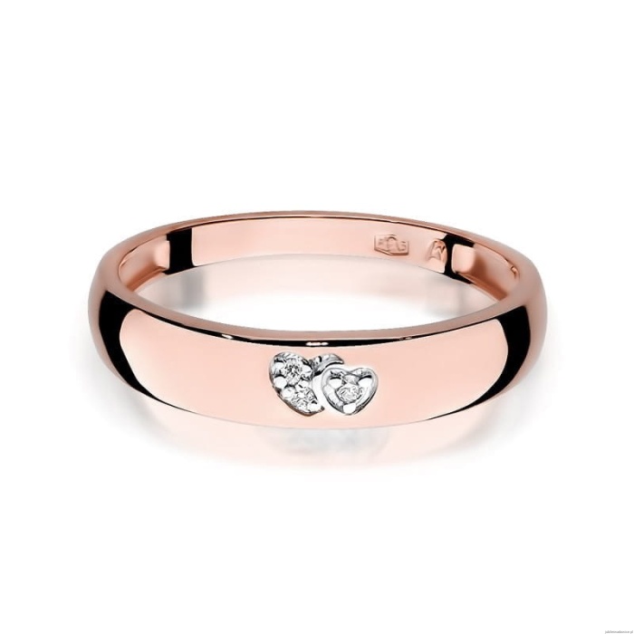 Pierścionek W189 z diamentami różowe złoto