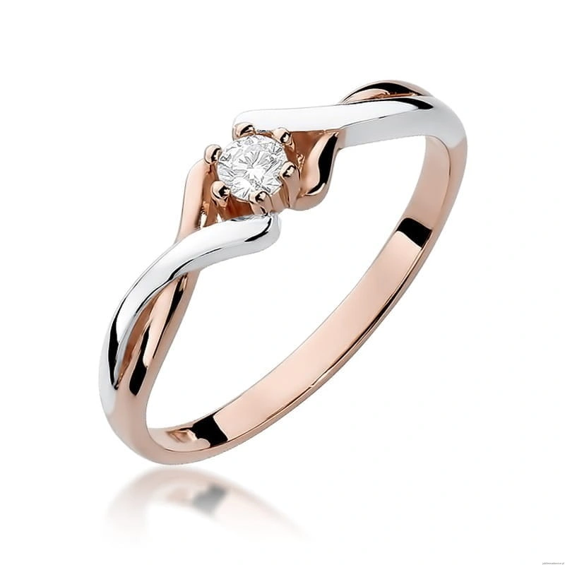 Pierścionek W190B Diament 0,08ct różowe złoto