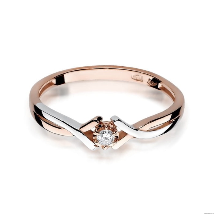 Pierścionek W190 Diament 0,04ct różowe złoto
