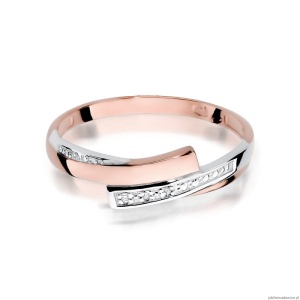 Pierścionek W196 z diamentami różowe złoto