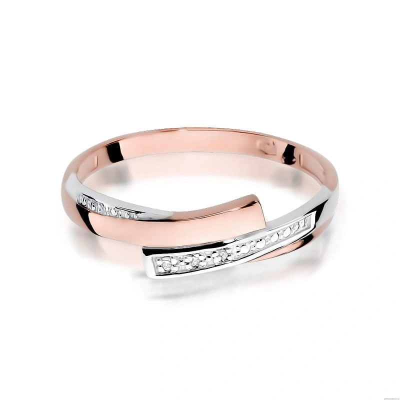 Pierścionek W196 z diamentami różowe złoto