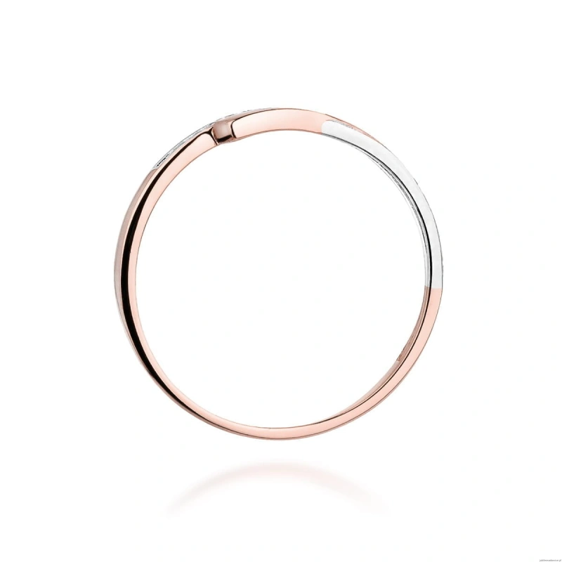 Pierścionek W196 z diamentami różowe złoto