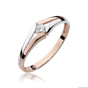 Pierścionek W207 Diament 0,10ct różowe złoto