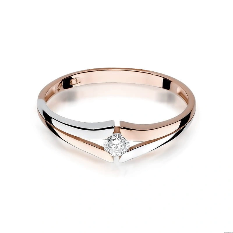Pierścionek W207 Diament 0,10ct różowe złoto