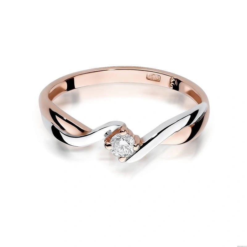 Pierścionek W208 Diament 0,08ct różowe złoto