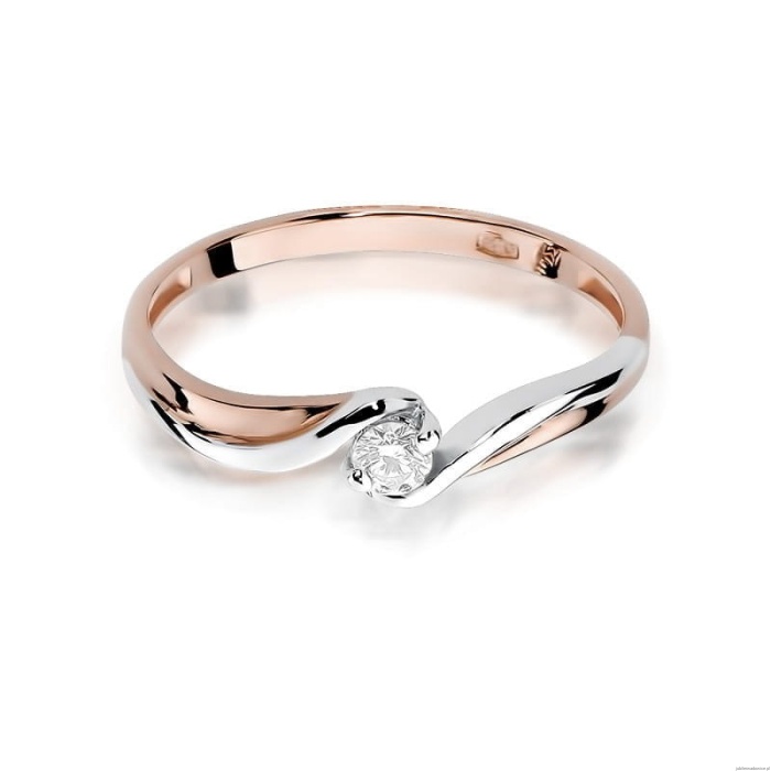 Pierścionek W211 Diament 0,10ct różowe złoto