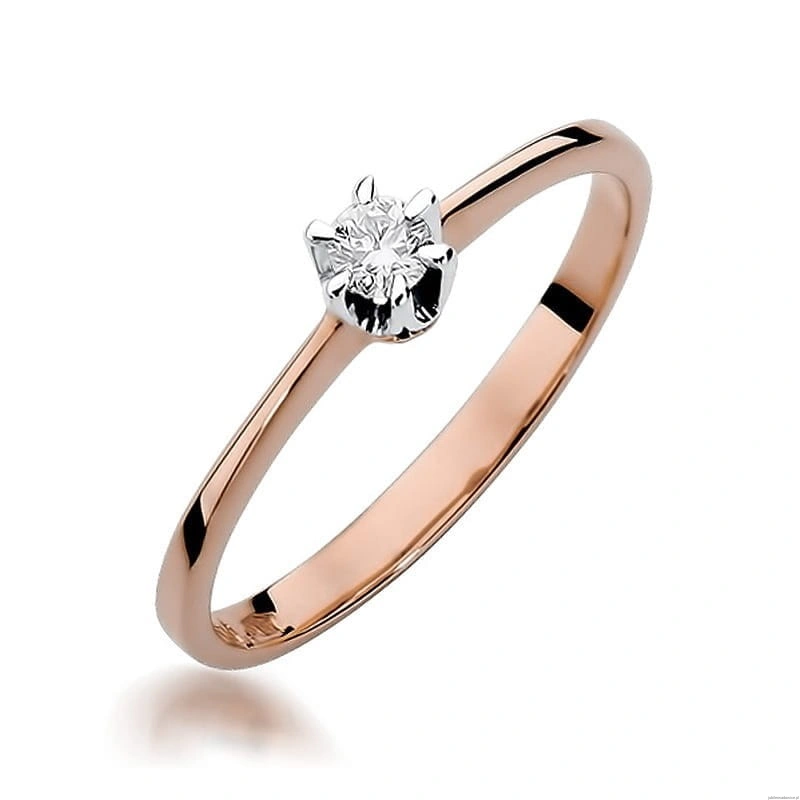 Pierścionek W220 Diament 0,10ct różowe złoto
