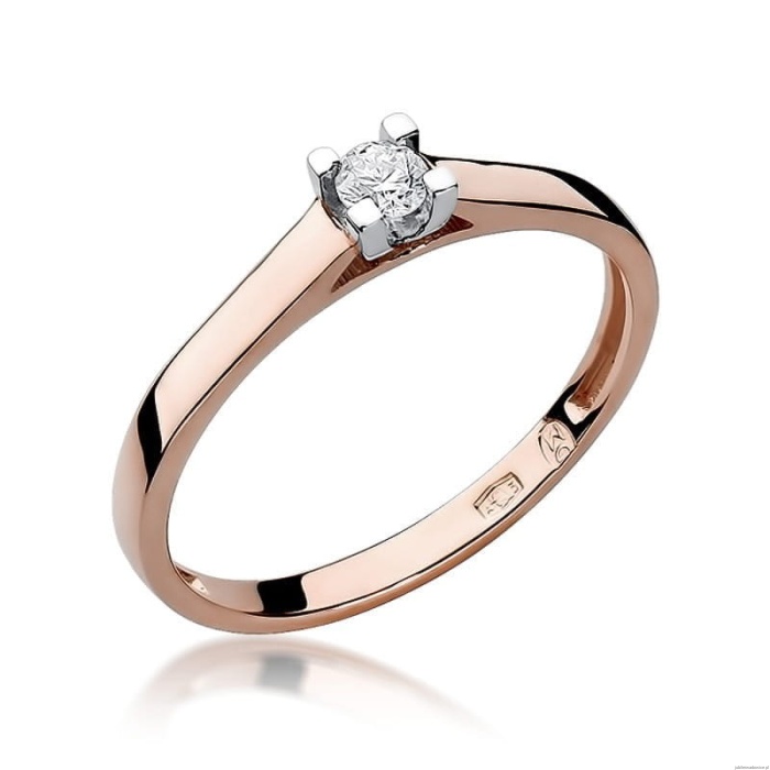 Pierścionek W221 Diament 0,08ct różowe złoto