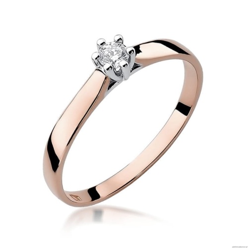 Pierścionek W222 Diament 0,10ct różowe złoto