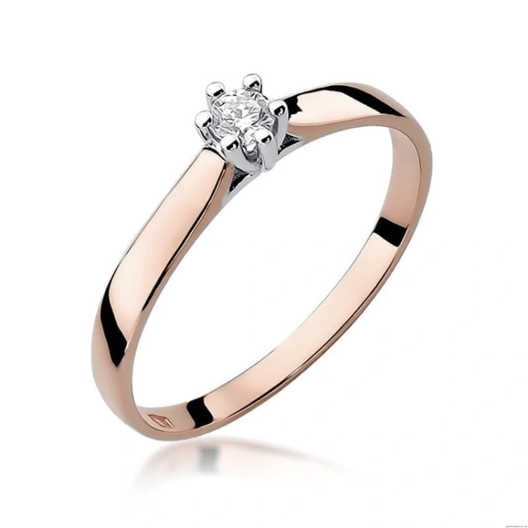 Pierścionek W222 Diament 0,10ct różowe złoto