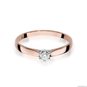 Pierścionek W222 Diament 0,10ct różowe złoto