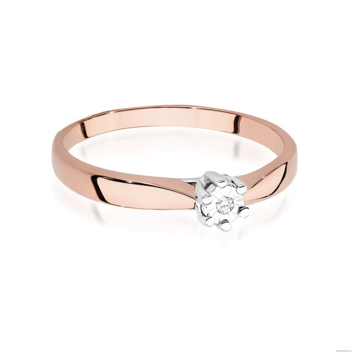 Pierścionek W222T Diament 0,01ct różowe złoto