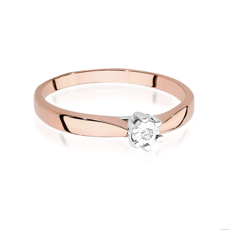 Pierścionek W222T Diament 0,01ct różowe złoto