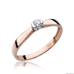 Pierścionek W223 Diament 0,10ct różowe złoto