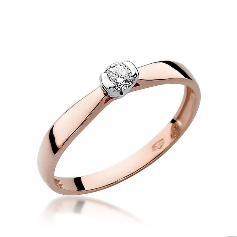 Pierścionek W223 Diament 0,10ct różowe złoto