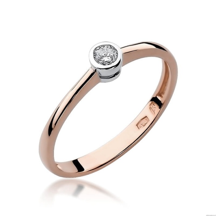 Pierścionek W224 Diament 0,08ct różowe złoto