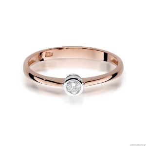 Pierścionek W224 Diament 0,08ct różowe złoto