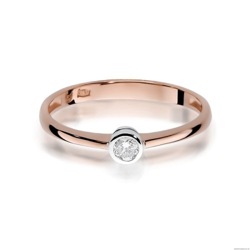 Pierścionek W224 Diament 0,08ct różowe złoto