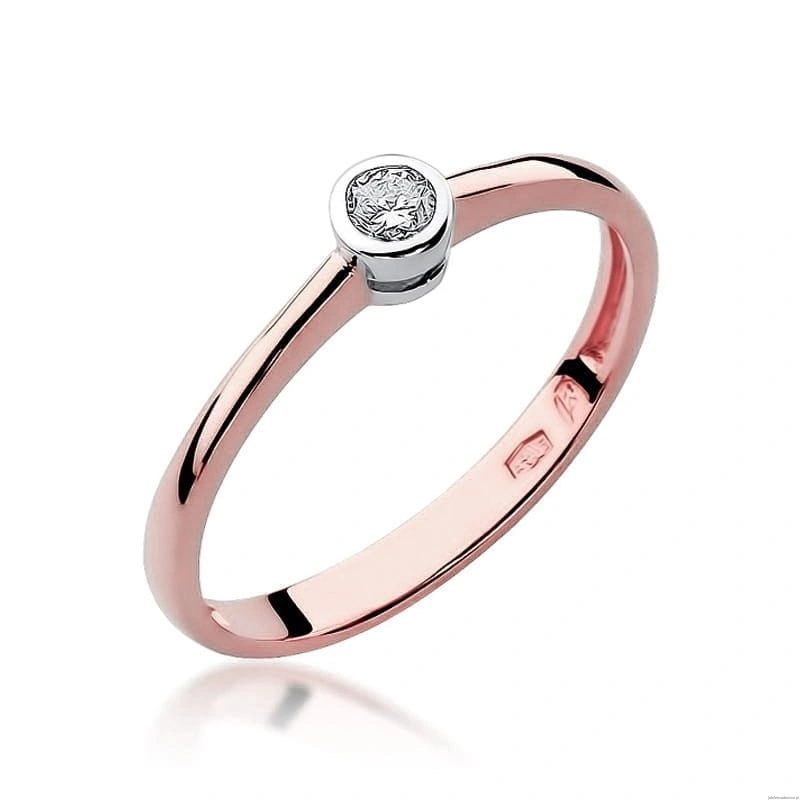 Pierścionek W224 Diament 0,10ct różowe złoto