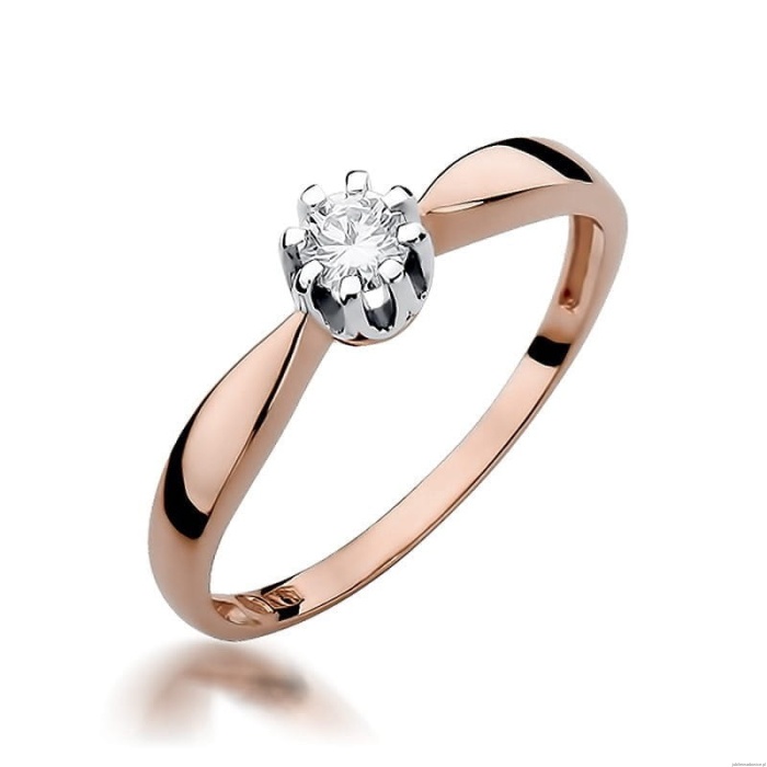 Pierścionek W228 Diament 0,15ct różowe złoto