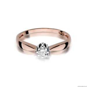 Pierścionek W228 Diament 0,15ct różowe złoto