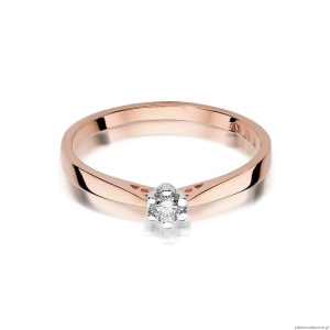 Pierścionek W229 Diament 0,10ct różowe złoto