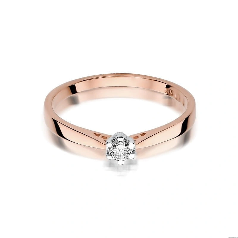 Pierścionek W229 Diament 0,10ct różowe złoto