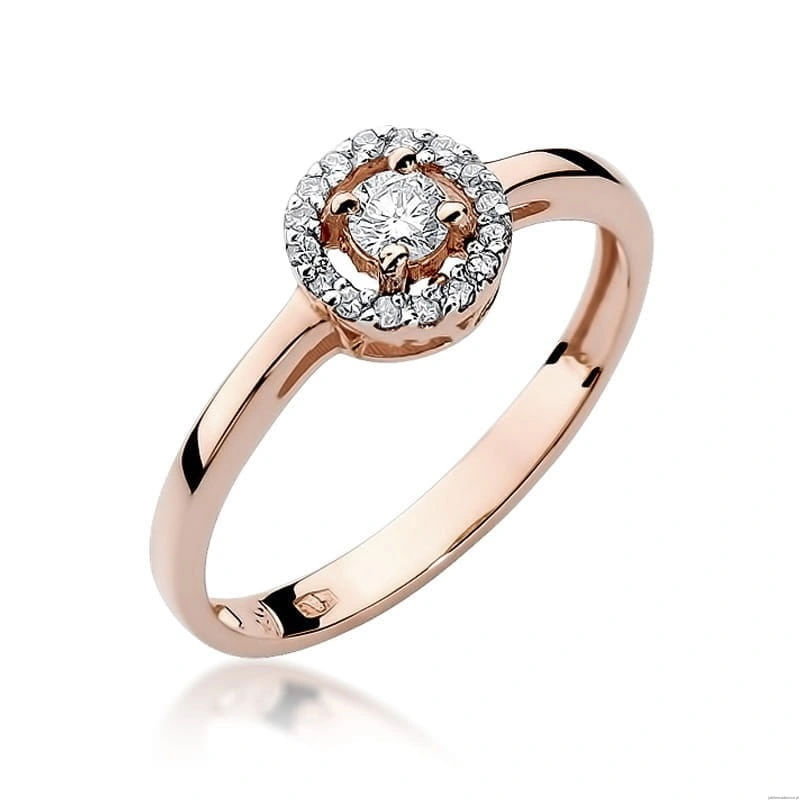 Pierścionek W238 Diament 0,12ct różowe złoto