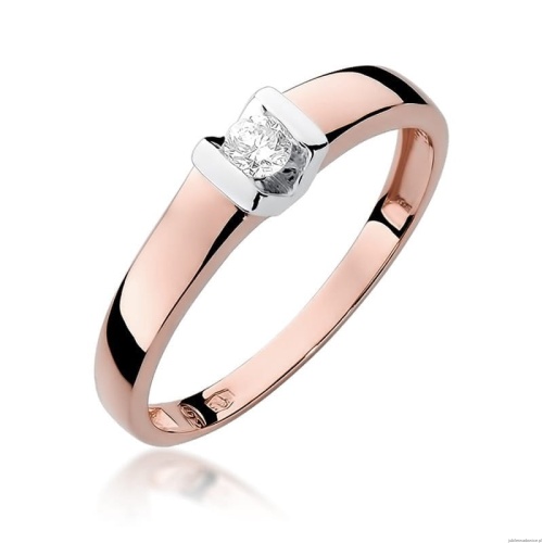 Pierścionek W249 Diament 0,10ct różowe złoto