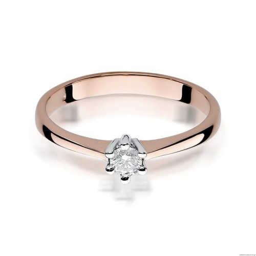 Pierścionek W256 Diament 0,15ct różowe złoto