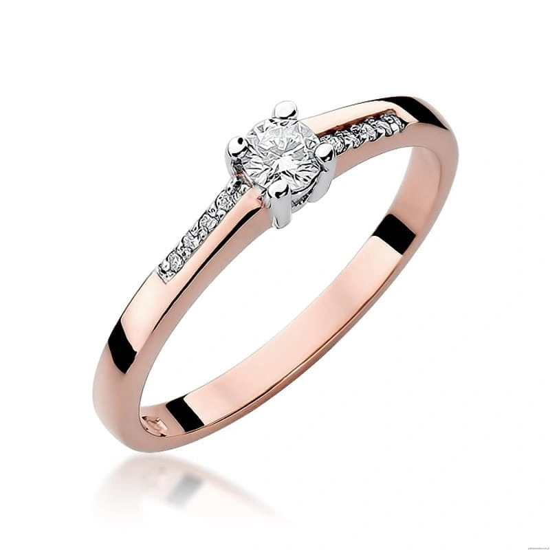Pierścionek W258 Diament 0,15ct różowe złoto