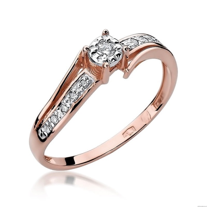 Pierścionek W269 Diament 0,05ct różowe złoto