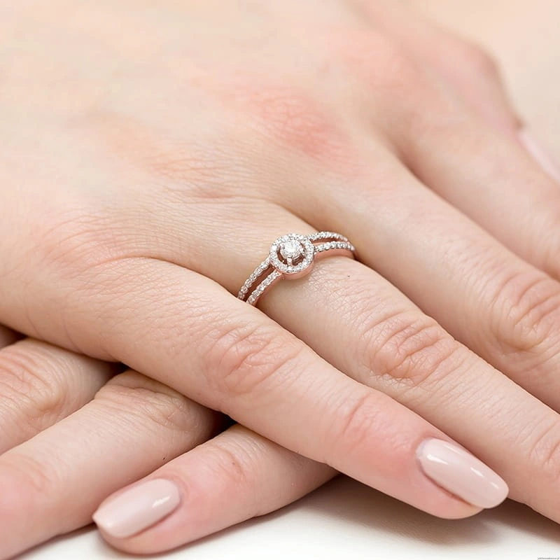 Pierścionek W272 Diament 0,10ct różowe złoto