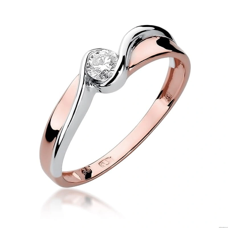 Pierścionek W278 Diament 0,15ct różowe złoto