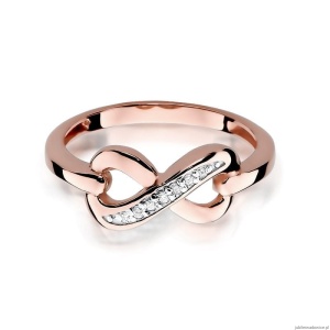 Pierścionek W285 z diamentami różowe złoto