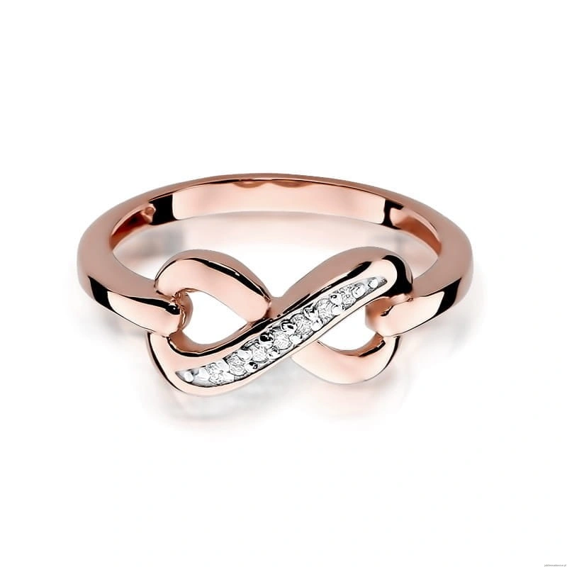 Pierścionek W285 z diamentami różowe złoto