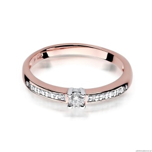 Pierścionek W288 Diament 0,08ct różowe złoto