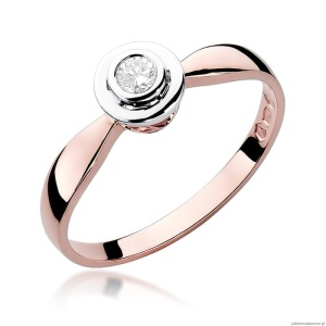 Pierścionek W294 Diament 0,10ct różowe złoto